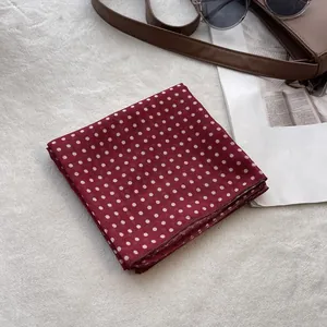 Polka dot cotton neck scarf in burgundy red with stylish retro accessories