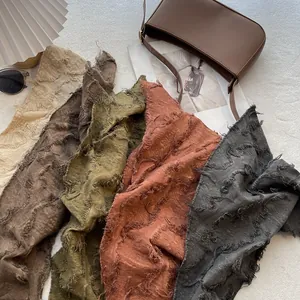 Vintage cotton linen neck scarf with tassel fringe in five earth tone colors