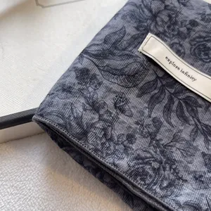 Floral cotton linen neck scarf with explore infinity label and vintage print details
