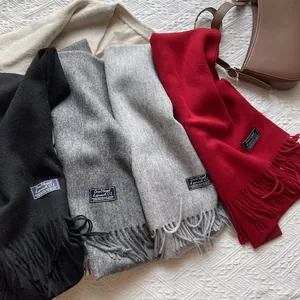 Unisex Winter Cashmere Scarf Minimalist Solid Color Long Shawl With Tassels Warm Soft Chic Neck Wrap For Men Women