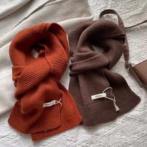 Bufandas clásicas de punto de 100% pura lana en colores naranja y marrón oscuro