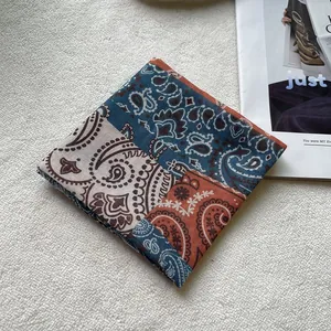58cm Retro-Baumwoll-Vierecktuch für Damen mit Paisleymuster in Blau und Orange