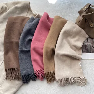 Thick 100% pure wool scarves in multiple colors with fringes and wool composition label
