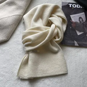 100% Australian wool scarf in cream white, soft knit texture for winter warmth