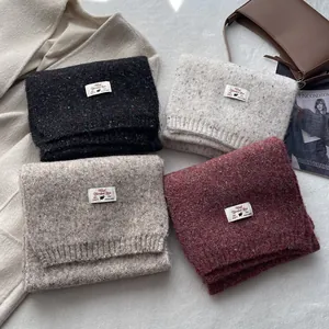 Solid wool blend knitted scarf set in four colors for winter warmth and style