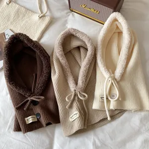 Cozy winter balaclava hood with plush faux fur lining and drawstring closure
