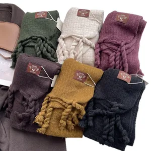 Bufandas gruesas de imitación de cachemira con borlas en varios colores para el invierno