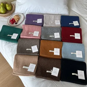 Unisex Pure Wool Winter Warm Scarf Melange Soft Knit Long Neck Scarf Casual Couple Fashion Winter Scarf