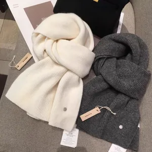 Women Korean Style Knitted Scarf Solid Color Winter Warm Soft Ribbed Knit Neck Warmer With Cedar Wood Moth Protection Piece