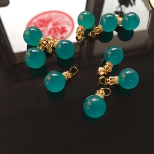 Ice amazonite single bead pendant and earrings set in gold plated crown setting