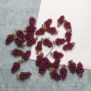 Garnet red grape cluster pendants with 14K gold filled clasps for DIY jewelry making