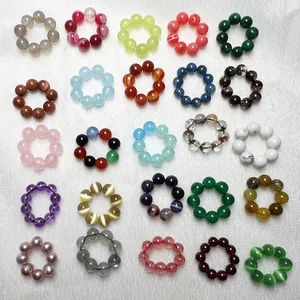 Anelli di Perline in Cristallo Naturale e Agata per Creazione di Braccialetti DIY Granato Ametista Cianite Piccoli Anelli di Perline Rotonde