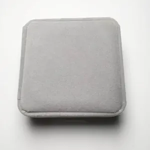 Gray velvet square jewelry box for bracelets and pendants with premium soft finish