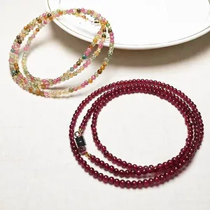 Natural Garnet Tourmaline Beads Bracelet Multi Layer Layered Wrap Bracelet With Magnetic Clasp For Women Elegant Handmade Jewelry