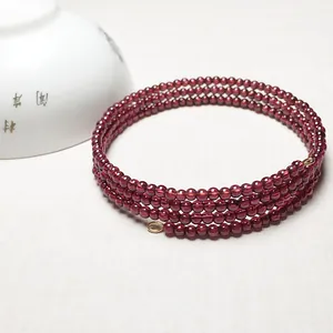 Bracelet Enroulable en Perles de Grenat Rouge Vin Naturel pour Femmes Élégant Multi Couches Spirale Bijoux Cadeau