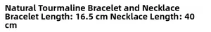 Spécifications de taille pour bracelet tourmaline 16,5cm et collier 40cm en texte