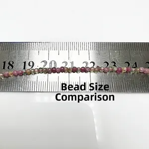 Minimalist 2.4mm candy colored tourmaline anklet shown against a ruler for scale