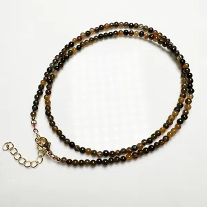 Bracelet tourmaline minimaliste multi-tours avec fermoir mousqueton doré et extension