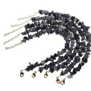 Natural purple crystal stone bracelets with adjustable gold chain lobster clasp