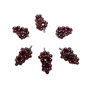 Set of six garnet grape pendant charms with silver loops for DIY jewelry making