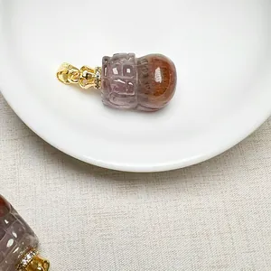 Lucky bag pendant in Auralite 23 crystal with S925 sterling silver gold crown bail