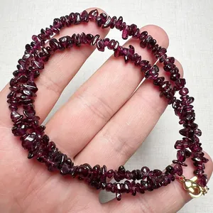 Natural Black Rutilated Quartz Garnet Irregular Crystal Chip Bracelet Necklace For Women Handmade Boho Gemstone Jewelry Gold Clasp