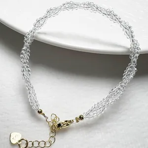 Braided spinel crystal bracelet with S925 sterling silver lobster clasp and heart tag