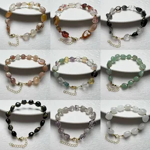 Natürlicher Kristall Unregelmäßiges Perlenarmband Legierung Amethyst Tigerauge Quarz Heilender Schmuck Für Damen Herren