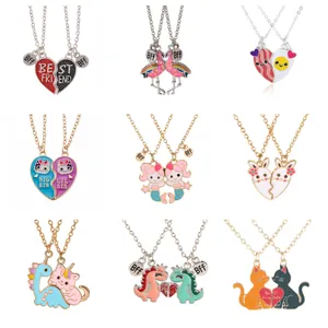 Collane con Pendente a Forma di Cuore e Animali Cartoni Animati in Lega Smaltata Gioielli BFF Regalo per Ragazze Donne