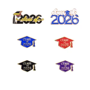 Class Of 2026 Graduation Pins Mortarboard Enamel Brooch Zinc Alloy Badge Commemorative Gift For Students Graduate Party Jewelry