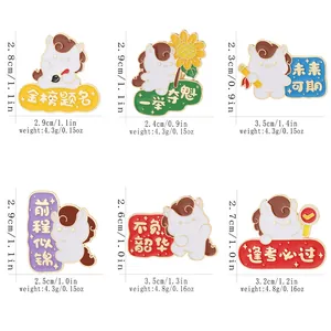 Detailed size and weight chart for cute pony enamel badges with motivational slogans