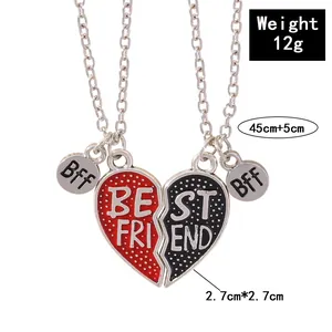 Dettaglio della collana con ciondolo a cuore BFF con incisione BEST FRIEND e dimensioni