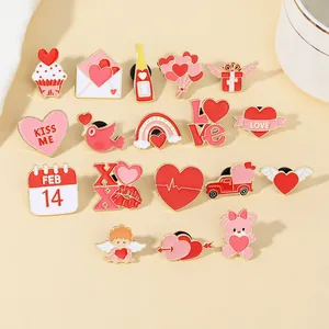 Ensemble de 15 broches en émail pour la Saint-Valentin avec coeurs et motifs romantiques
