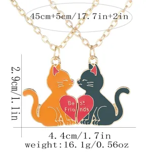 Tabella dettagliata delle taglie per collana BFF gatto arancione e grigio con misure