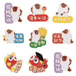 Cute Cartoon Pony Koi Enamel Brooch Zinc Alloy Drip Oil Success Blessing Pins For Graduation Students Backpack Pins Jewelry