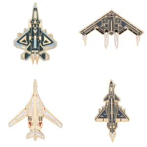 Détails de broches en émail en alliage d'aviation avec modèles d'avions de combat