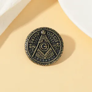 Retro punk style Freemason eye of providence totem bronze alloy pin badge accessory
