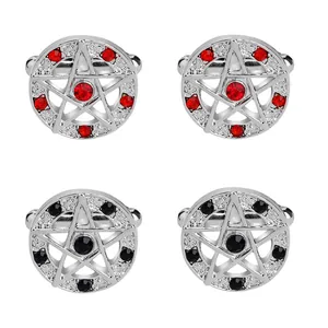 Gemelli in Strass con Pentagramma Vintage per Uomo in Lega Mystery Star Gemelli per Camicia Francese Gioielli da Sposa Regalo