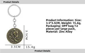 Portachiavi moneta pirata in lega di zinco con teschio e dimensioni di 3,5x3,5 cm