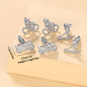 Set gemelli sportivi argento con forme di bicicletta e moto e specifiche di misura