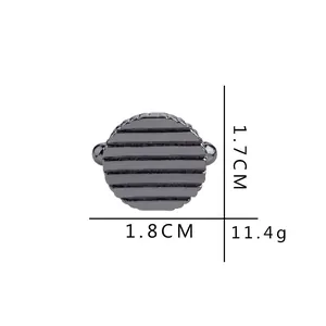 Boutons de manchette ronds pour hommes avec rayures gris foncé et dimensions