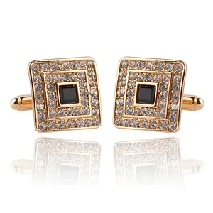 Gemelli Quadrati Francesi Placcati Oro Argento Lega Con Strass Intarsiati Accessori Camicia Uomo Business Matrimonio
