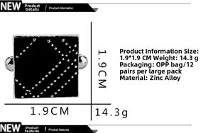 Detailed product specifications for black square oil-dripping cufflinks for men.