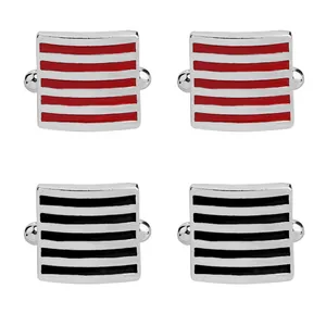 Men's Square Striped Alloy Enamel Cufflinks For Business Formal Shirt French Cuff Links Wedding Banquet Jewelry Accessories