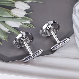 Silver heart cufflinks in a minimalist french style for women shirt accessories