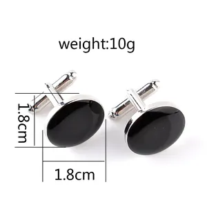 Mens silver and black round cufflinks for French shirt sleeves fashion accessories 1.8cm