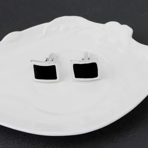 Herren Business Rechteckig Legierung Manschettenknöpfe Silber Schwarz Emaille Geometrisch Hemd Manschettenknöpfe Zubehör Westlicher Stil Schmuck