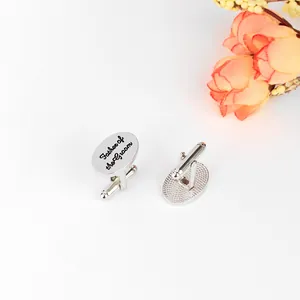 Boutons de Manchette de Luxe en Alliage Argent Gravé Father Of The Groom Lettre pour Homme Mariage Chemise Business Accessoires Bijoux Cadeau