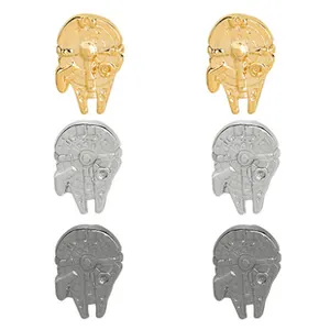 Dreiteiliges Millennium Falcon Ohrstecker-Set in Gold, Silber und Gunmetal-Finish