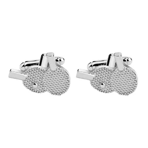 Creative Silver Ping Pong Racket And Ball Cufflinks For Men Fashion Alloy Sports Shirt Cuff Links Business Jewelry Gift